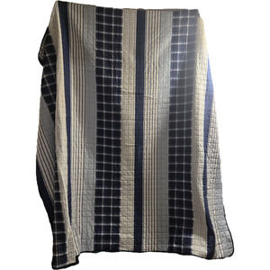 Mainstays Blue Plaid Striped Reversible Quilt Comforter Full/Queen